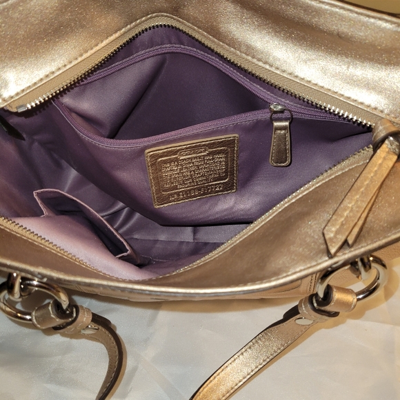 Coach gold purse good condition about 13 inches long and 7 inches tall - Picture 4 of 9